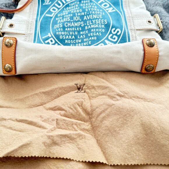 $2695 Authentic LOUIS VUITTON Paris Made in FRANCE VI0095 White Canvas Tote Bag - Picture 7 of 16